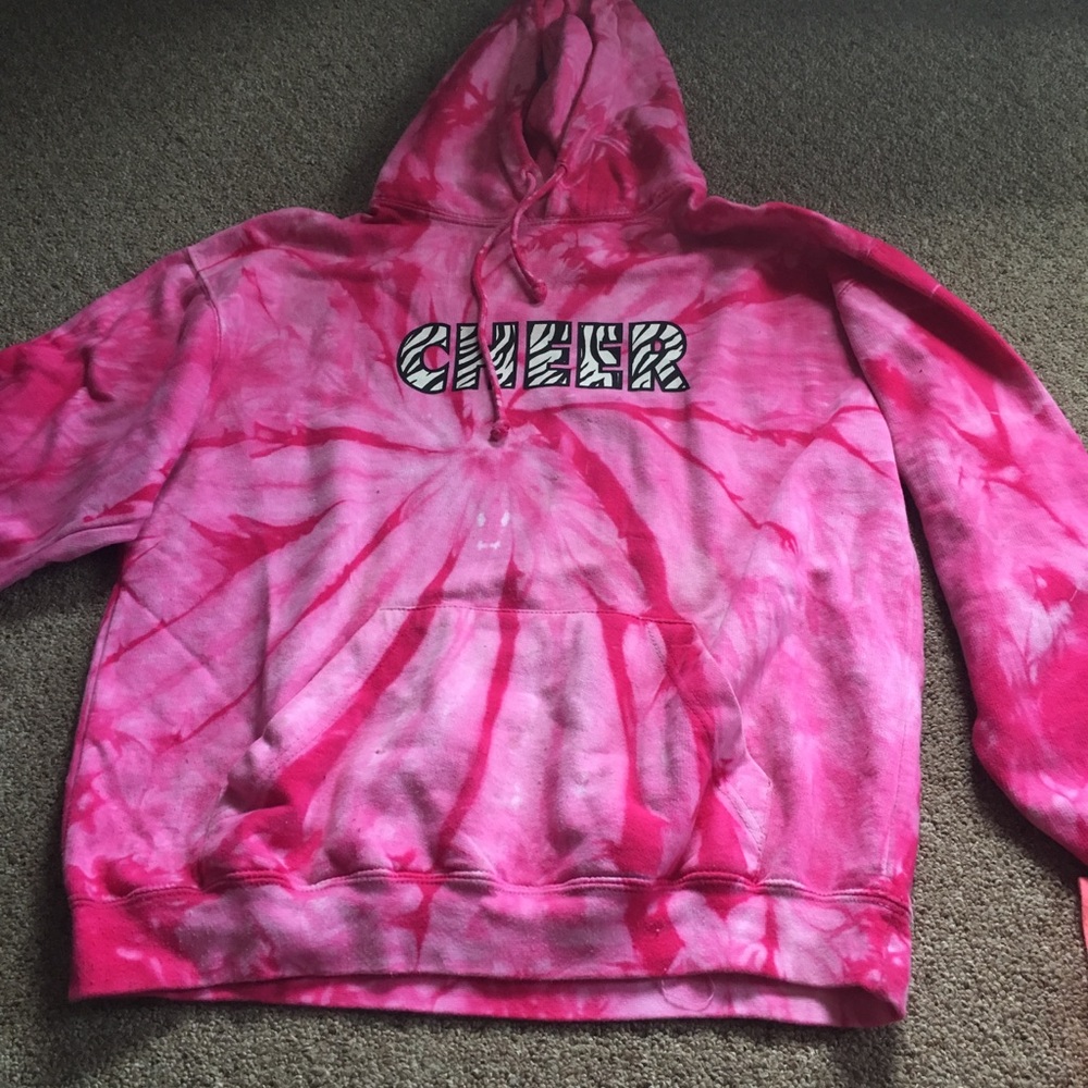Pink tie dye zebra cheer hoodie